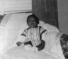 Vintage Photo African American Baby On Sofa New Orleans Louisiana 1950s