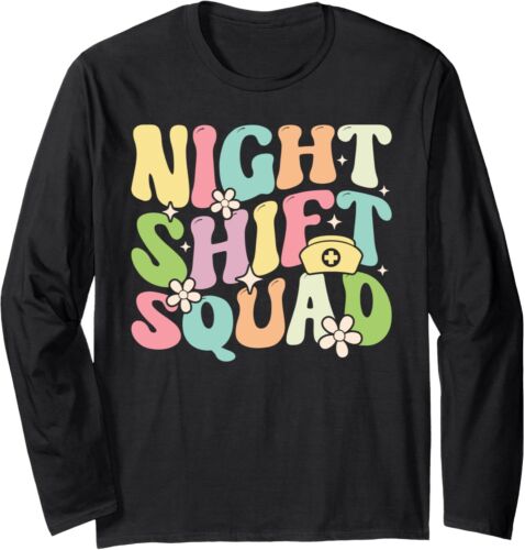 Funny Nursing Rn Lpn Cna Owls Night Shift Lover For Nurse Long Sleeve T-Shirt