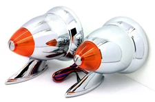 NEW Talbot Classic Chrome Bullet Side Mirrors LED Turn Signal Fender Door Mount