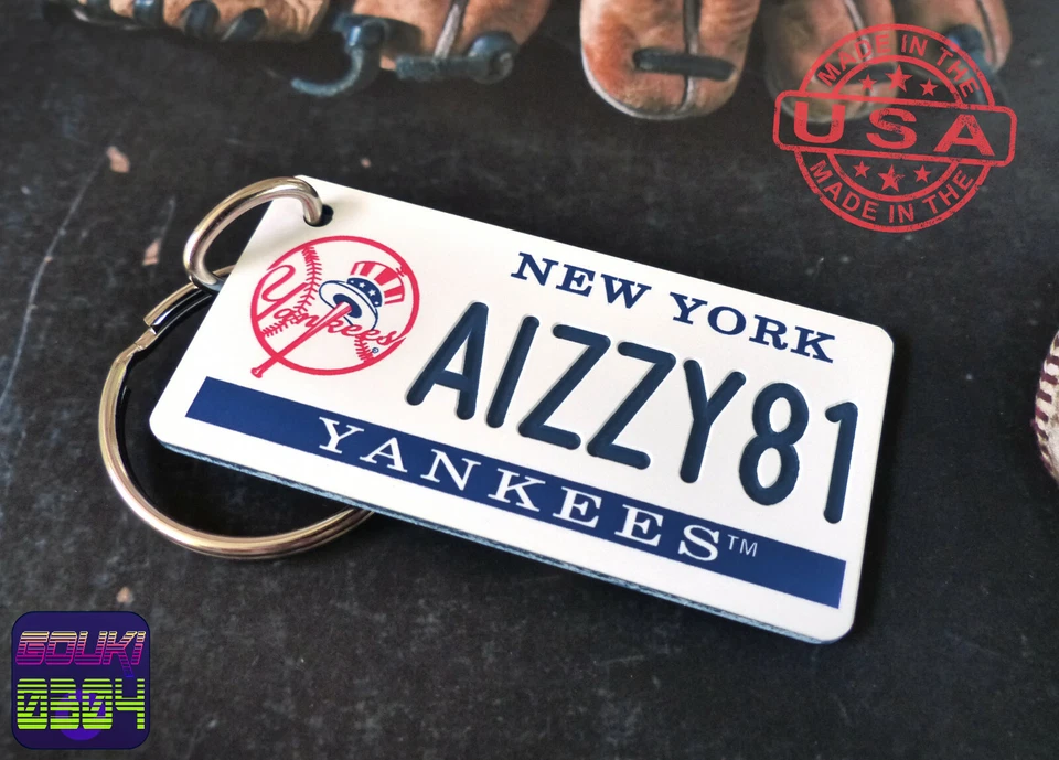 Personalized New York Yankees Keychain - Baseball Name Bag Tag- Custom Engraved - Image 2 of 4