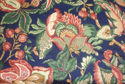 1 of 15 yd Western textiles Fabric Jacobean Floral Navy Blue Drapery 54''w BTY