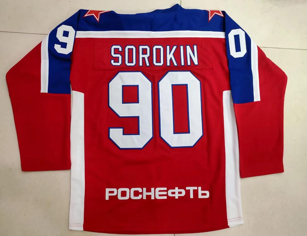 Retro Kaprizov 97 Sorokin 90 Team CSKA Russia Hockey Jersey Sewn