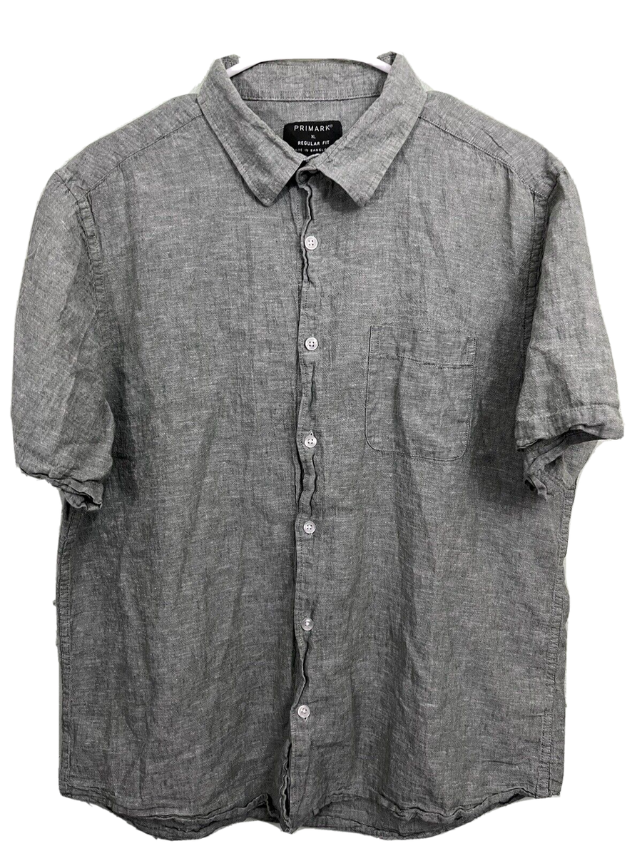 PRIMARK Linen Shirt XL Men's Green Casual Button Up Casual Summer Regular  Fit XL | eBay