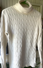 POLO JEANS CO. RALPH LAUREN CABLE KNIT TURTLE NECK SWEATER CREAM SIZE MED.
