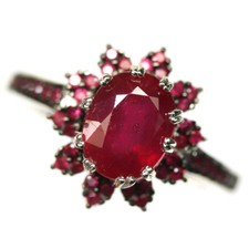 Gemstone Red Ruby Jewelry Ring 925 Silver White Gold Plated Size 7