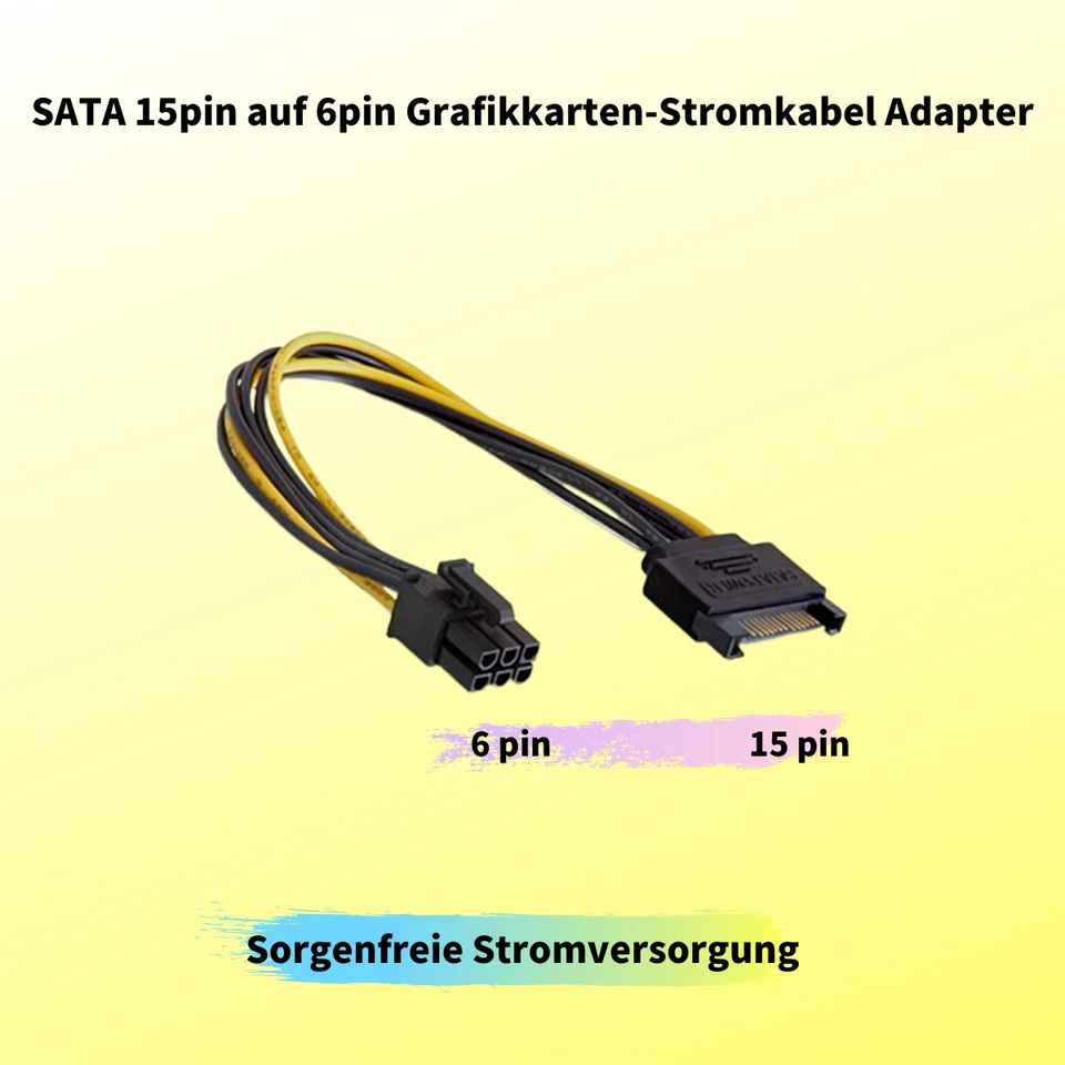 K26 SATA  Kabel 15Pin auf 6Pin PCI Express Stromkabel Power Adapter Grafikkarte - Bild 2 von 4