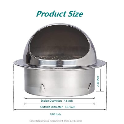 Stainless Steel Vent Hood Cover - 4 Inch Rainproof Outdoor Vent With Mesh Screen