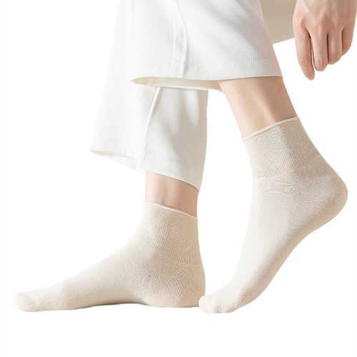 10 paires de chaussettes d'été fines en coton pour femmes mi-mollet hautes élastiques chaussettes d'extérieur - Photo 3/16