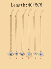 Evil Eye Necklace Greek Gold Blue Glass Pendant Necklaces Hamsa Luck Lucky PAVE