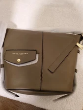 Marc Jacobs The Mini Sling Convertible Leather Hobo Purse - Military Green