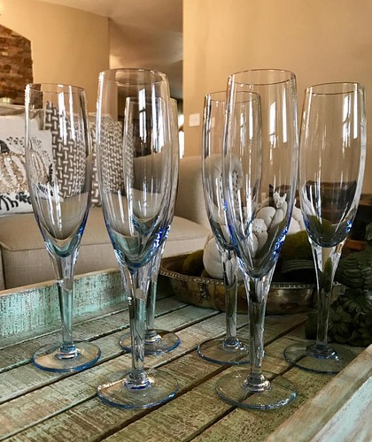 mikasa elegance elegant azure light blue crystal champagne flute