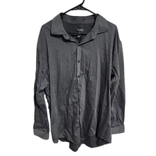 Van Heusen Flex Button Front Shirt Mens Size XXL Gray Long Sleeve Striped Career