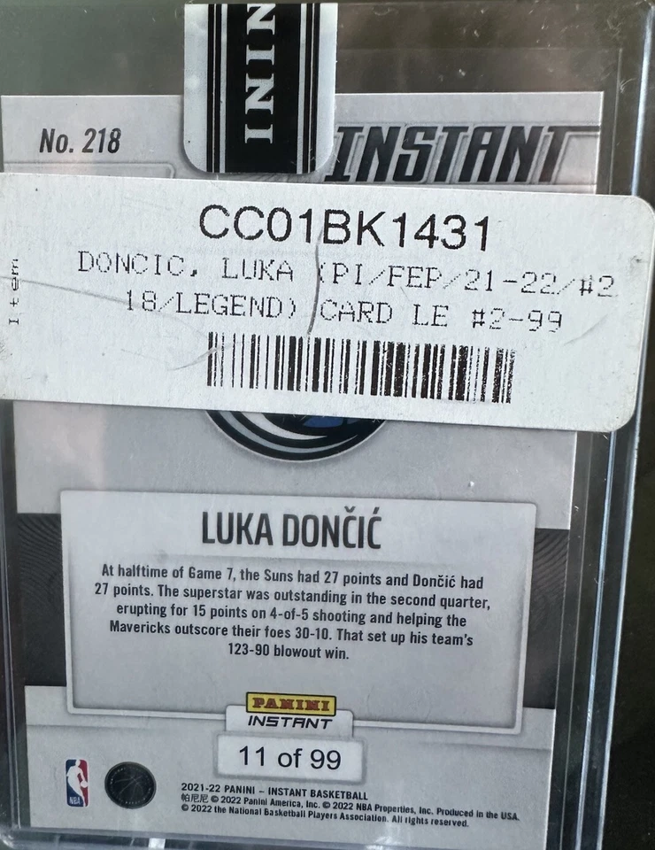 2021 Panini Instant #218 Playoffs Legend Grows In Game 7 /99 - Image 3 of 3