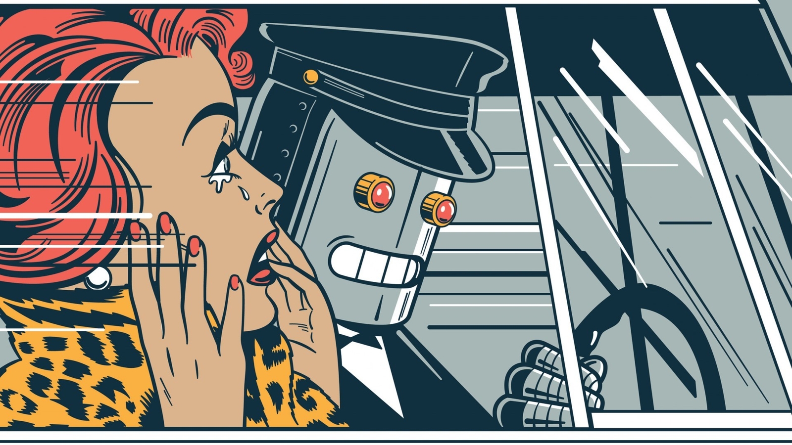 Anime  art robot futuristic drawing redhead vintage Play Gaming Mat Desk