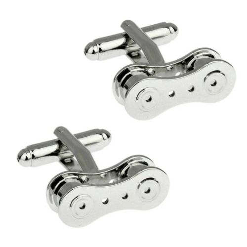 High Finished 950 Platinum, Unique Handmade Bike Chain Link Men's Cufflinks - Picture 1 of 4
