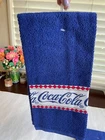 NOS Vintage blue Coca-Cola kitchen towel. 100% cotton. Exterior design. 28x16