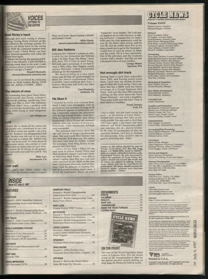 1997 July 9 Cycle News - Vintage Motorcycle Newspaper Foto 2 de 2