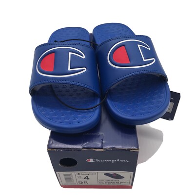 Champion Super Slide Solid 4Y/6W Color: Surf The Web/Royal Blue With Red Accent
