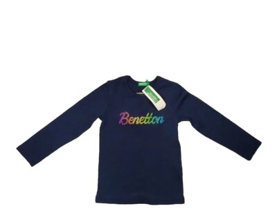 NWT NEW United Colors Of Benetton Navy t-shirt MULTI color  logo 3-4y