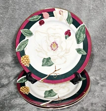 Set Of 3 TIENSHAN Magnolia Salad Dessert Bread Plates 8’’ Fine China