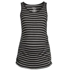 Time and Tru Womens Maternity Tank Top XL 16-18 New with Tags Stripe Black White