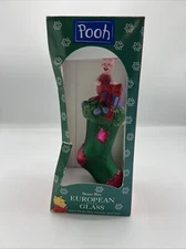 Santa’s Best Piglet In a Stocking European Style Glass Ornament 1997 Christmas