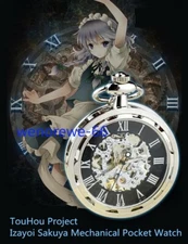 1PC TouHou Project Izayoi Sakuya Mechanical Pocket Watch Luminous Watch Cosplay