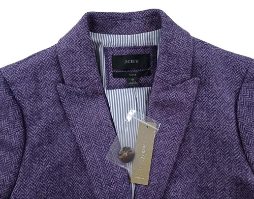 J.Crew Moon Womens Purple Herringbone Tweed Blazer Jacket Size US 6 (S) - Picture 12 of 13