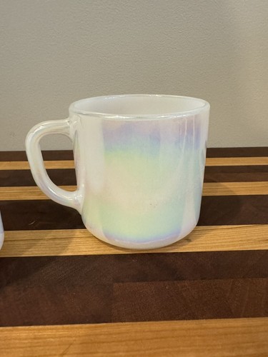 3 Vintage Federal Iridescent Moonglow D handle Coffee Mugs-8 Oz - Picture 11 of 14