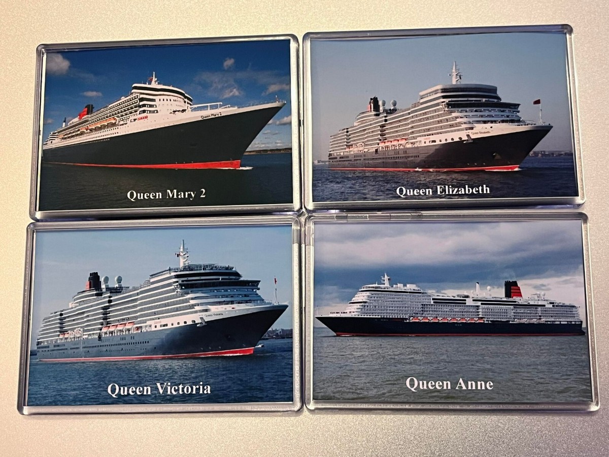 Cunard Line QUEEN MARY VICTORIA ELIZABETH ANNE Fridge Magnet Set Cruise  Ship