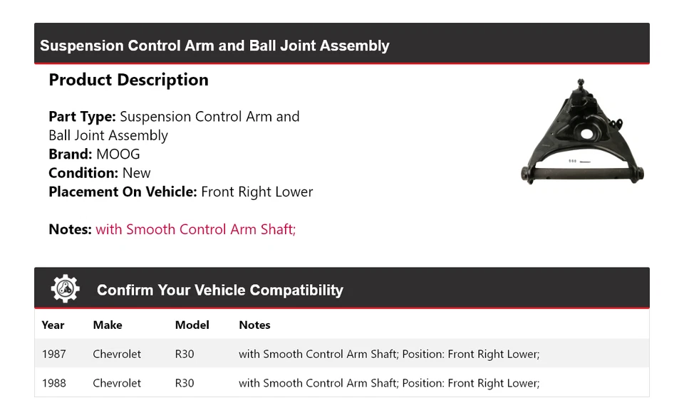 For 1987-1988 Chevrolet R30 Control Arm Ball Joint Assy Front Right Lower - Image 2 of 4