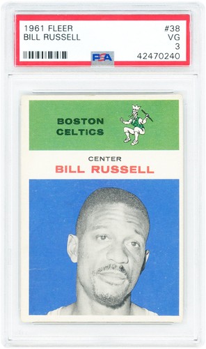 Bill Russell Boston Celtics 1961-62 Fleer #38 PSA Authenticated 3 Card