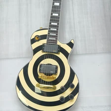 US Warehouse  LP Style Zakk Wylde Signature Electric Guitar Yellow-Black circles