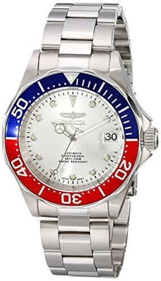 Invicta Pro Diver Automatic Silver Dial Stainless Steel Pepsi Bezel Men's Watch