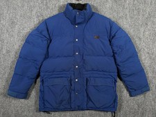 Vintage Polo Ralph Lauren Down Puffer Jacket L Blue Plaid Lined READ Zip Issue 