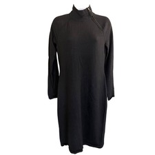 Lauren Ralph Lauren Merino Wool Turtleneck Tunic Dress L Black Minimal Modest