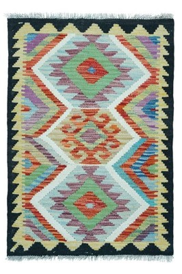 NavaRugs Kelim Teppich 91x63cm Afghan Handgewebt Orientteppich Wolle Kilim Rug