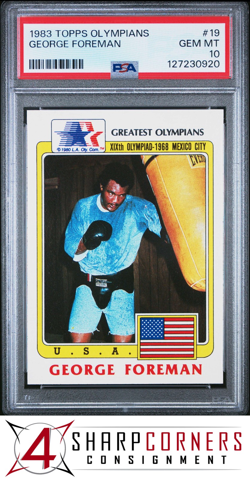 1983 TOPPS HISTORY'S GREATEST OLYMPIANS #19 GEORGE FOREMAN HOF PSA 10