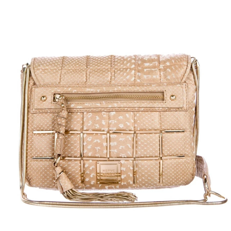 NWT HERVE LEGER Snakeskin Embossed Quilted Lamb Leather Elsa Shoulder Bag - Image 4 of 4