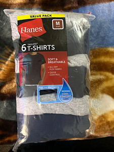 Hanes Cool Comfort Tagless Moisture Wicking Undershirt 6-Pack M Black/Gray