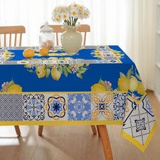 Summer Tablecloth Rectangle, Spill-Proof Lemon Table Cloth Stain Resistant Ta...