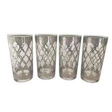 Set Of 4 Vintage Culver Valencia SILVER Highball Tumbler Glasses HTF RARE