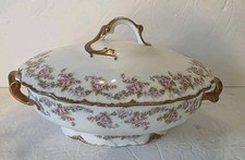 Antique ELITE WORKS Limoges France BRIDAL WREATH Oval Covered Vegetable Bowl