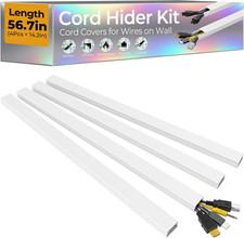 56.7In Cable Hider Cord Hider, Wire Covers for 2-4 Cords on Wall, Premium Cord C