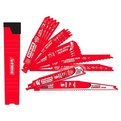 14 Piece Reciprocating Saw Blade Set with Diablo Carbide Blades and Case