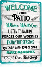 Funny Patio Tin Metal Signs Home D cor For Outside Welcome To Our Outdoor Signs