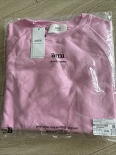 AMI Damen Pullover Rundhals Rosa L Logo besti...