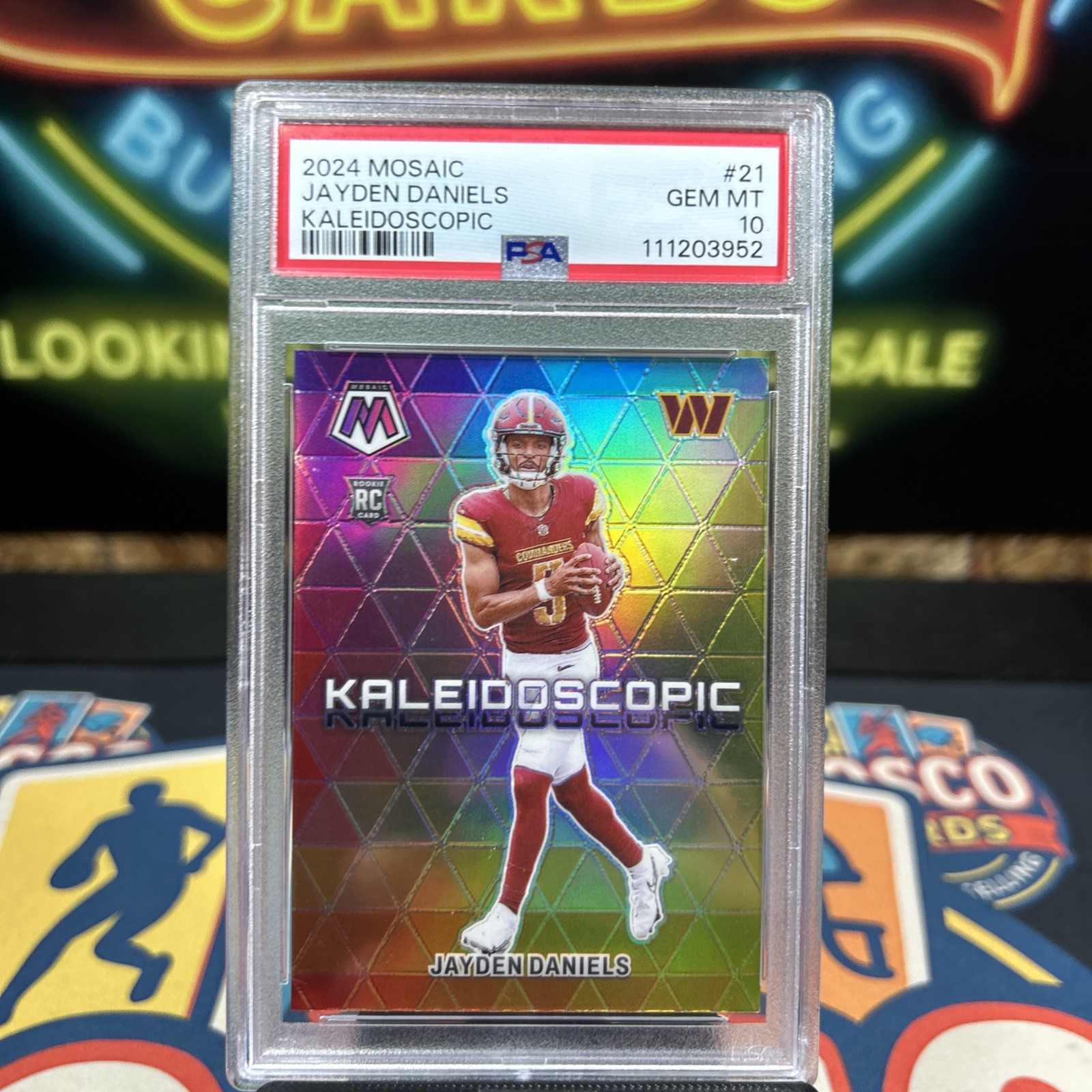 Panini 2024 Mosaic Jayden Daniels Kaleidoscopic Rookie #21 PSA 10 view 4