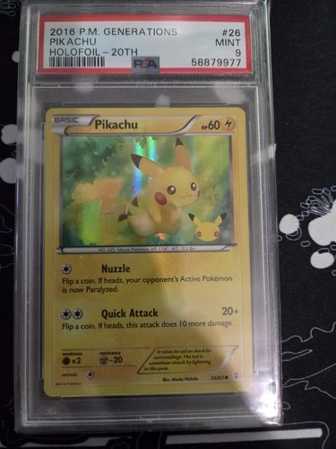 Pokemon Pikachu XY Generations 20th Holofoil #26 PSA 9 Mint GAME UK Exclusive