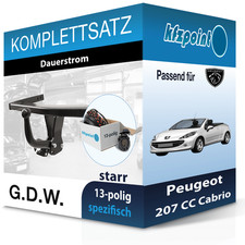 Für Peugeot 207 CC Cabrio 07- G.D.W. Anhängerkupplung starr + 13polig E-Satz